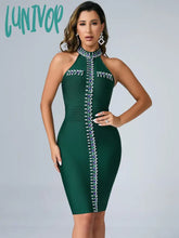 Lunivop Summer Women Sexy Tank Blue Green Black Crystal Diamonds Mini Bodycon Bandage Dress Elegant